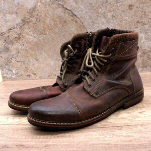 Crevo Boots Men Size 13 Brown Leather Side Zipper Hight Top Lace Up 226 Chestnut